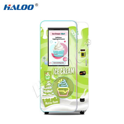 ผู้ผลิตเครื่องขายไอศกรีม Haloo 32 นิ้ว โฆษณา Smart Touch Screen เครื่องขายไอศกรีม