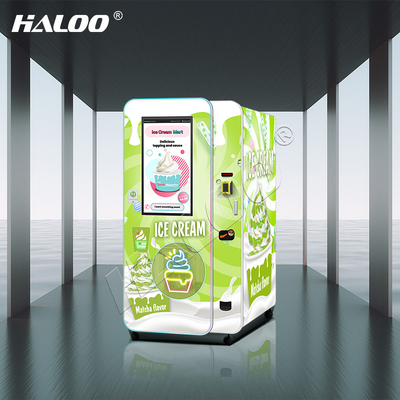 ผู้ผลิตเครื่องขายไอศกรีม Haloo 32 นิ้ว โฆษณา Smart Touch Screen เครื่องขายไอศกรีม