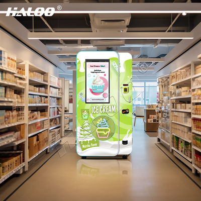 ผู้ผลิตเครื่องขายไอศกรีม Haloo 32 นิ้ว โฆษณา Smart Touch Screen เครื่องขายไอศกรีม