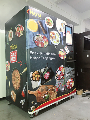 -18 ℃ตู้หยอดเหรียญแช่แข็ง Frozem Meals Vending Machine พร้อมเครื่องทำความร้อนอย่างรวดเร็ว 45 วินาที