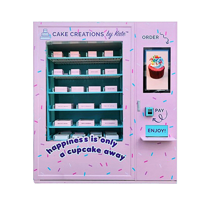 8 ชั้นวางโรย Cupcake Vending Machine พร้อมลิฟต์และตู้เย็น