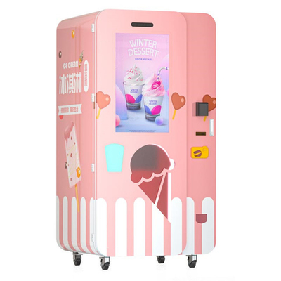 เครื่องจำหน่ายไอศกรีมอัตโนมัติแบบบริการตนเองอัตโนมัติไร้คนขับตลอด 24 ชั่วโมง เครื่องจำหน่ายไอศกรีมอัตโนมัติหุ่นยนต์อัตโนมัติ